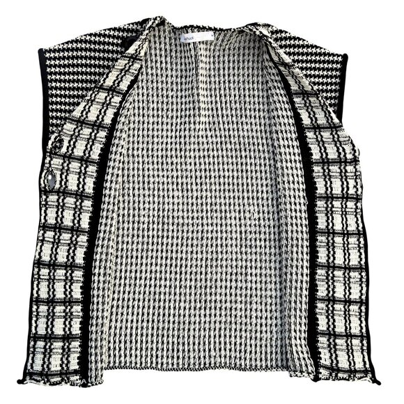 Skovhuus Merino Wool Blend Sweater Cardigan – Black & White Knit, Size Small - Picture 5 of 7